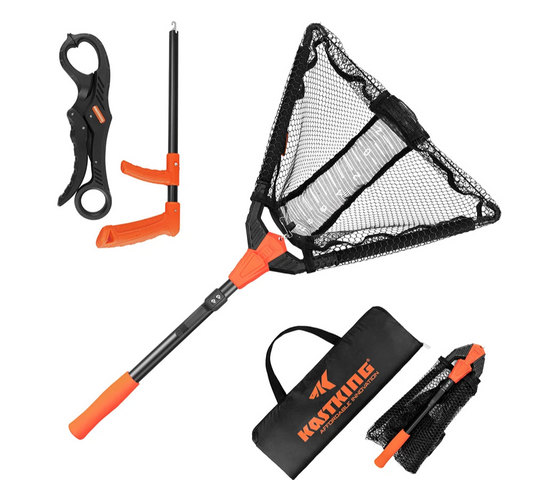 KastKing fishing net with accessories on a white background
