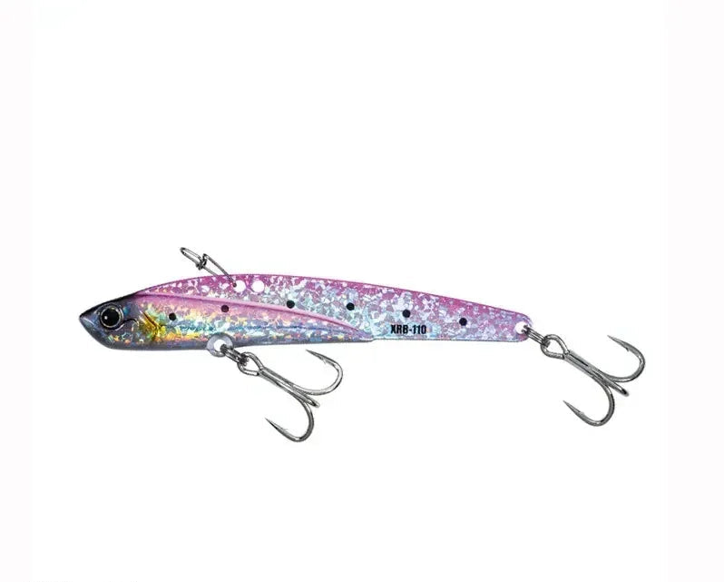 Fishing lure with colorful pattern on a white background
