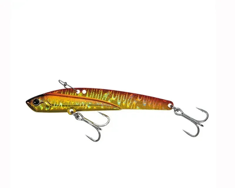 Fishing lure with treble hooks on a white background