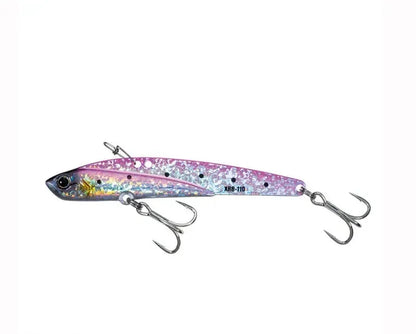 Fishing lure with colorful pattern on a white background